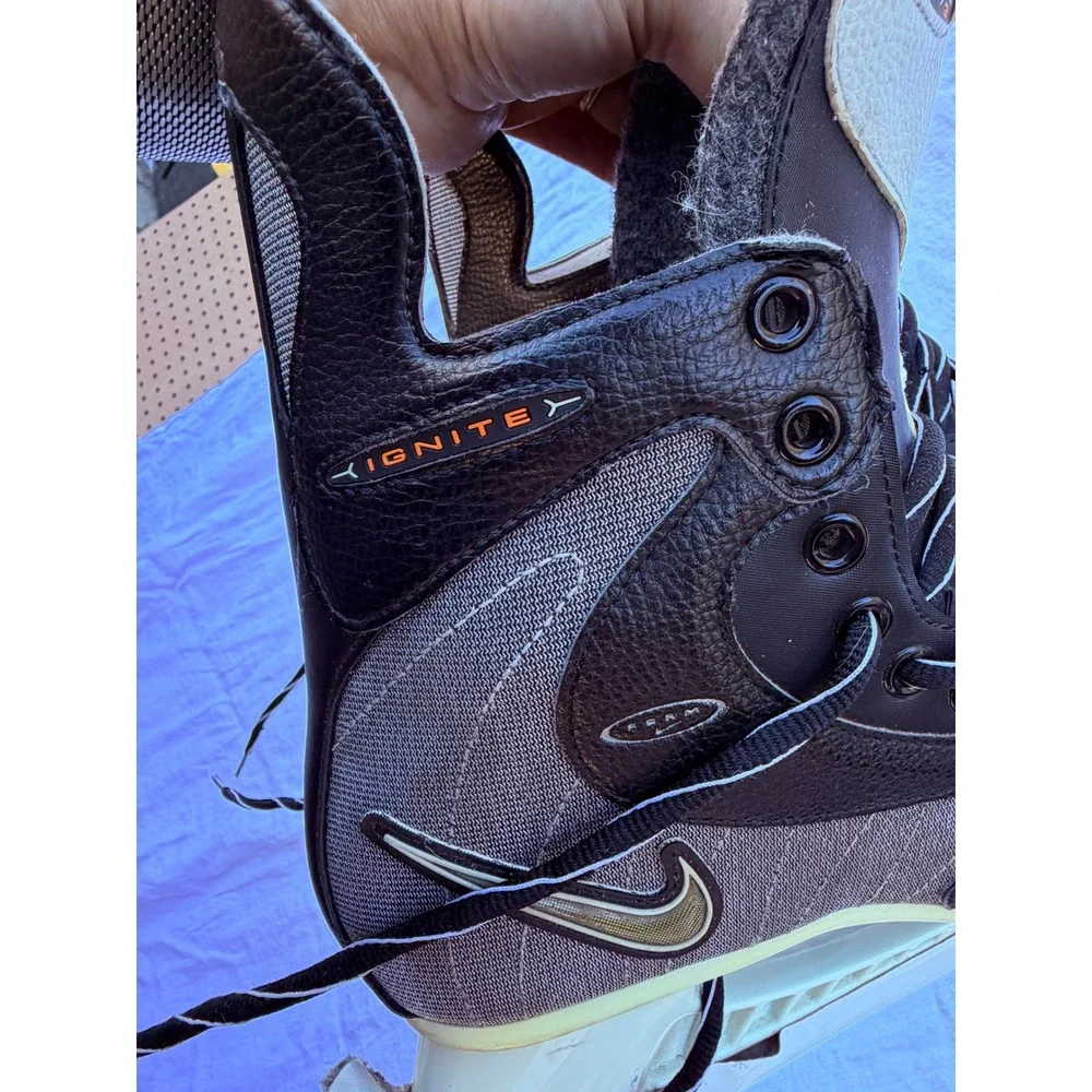 Nike Ignite Ice Hockey Skates Black Silver Tuuk Custom+ Holders Mens 9D US 8 UK